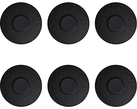 Villeroy & Boch Manufacture Rock Espressountertassen 6er Set aus Porzellan in der Farbe Schwarz, 12cm, 10-4239-1430