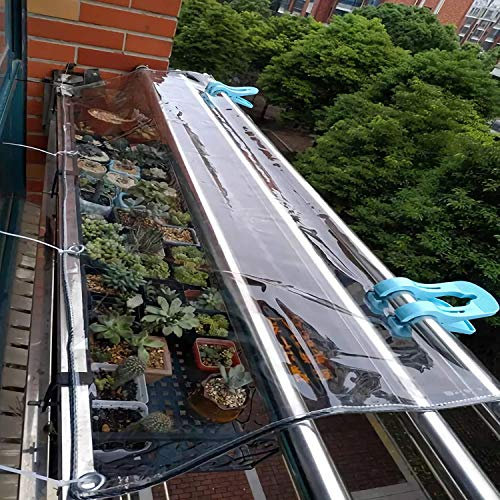U/D Toldos Impermeables, Lonas Transparentes, Lona Plástica Resistente Al Agua para Trabajo Pesado, Aislamiento Transparente De PVC con Ojales para Techo, Camping, Exterior, Patio,Clear,1.8x3m