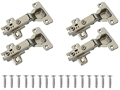LIKERAINY 95 Grad Eckanschlag Scharnier 35mm mit Aufschiebetechnik für Möbel Küchenschrank Kleiderschrank Schranktür Automatikscharnier ohne Dämpfer Voll Vorliegend Scharniere 4 Stück