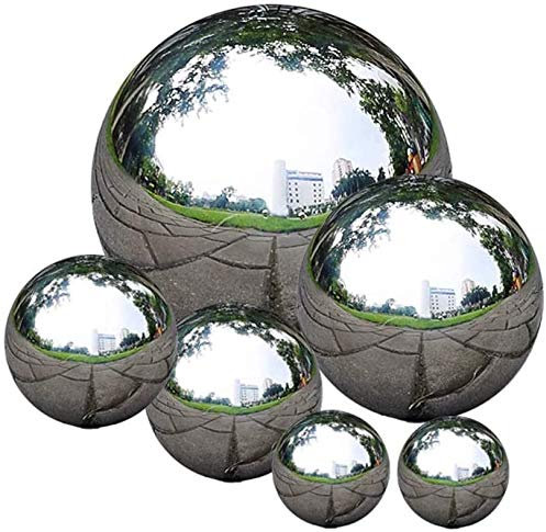 VergilSon Set of 6 Stainless Steel Gazing Ball 50-150 mm Mirror Polished Hollow Ball Reflective Garden Sphere for Home Garden Pool Pond Water Feature Decorations(Polished)
