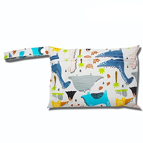 Egurs Wetbag Wasserdicht Wiederverwendbar Wickeltasche Windelbeutel Kleiner Dinosaurier S=22 * 15cm