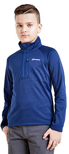 Berghaus Kids' 1/4 Zip Grid Fleece Top with High Neck & Zipped Chest Pocket, Lightweight & Warm Midlayer Pullover for Boys & Girls (UK, Age, 11 Years, 12 Years, Regular, Blue)