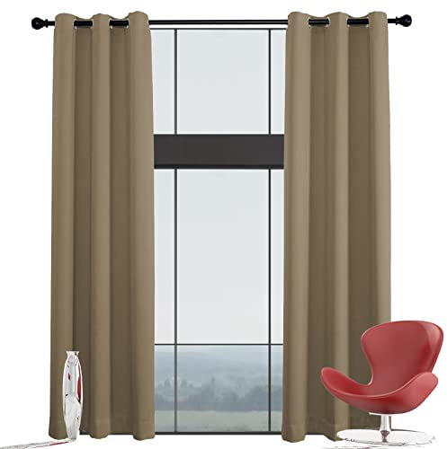 Extra langer Vorhang lang für Loft Essential Verdunkelung wärmeisolierte Vorhänge für Wohnzimmer/Schlafzimmer Verdunkelungs-FenstervorhangDunkelGaldenrute (Breite x Hoch) B254cm x H610cm(1 Pieces)