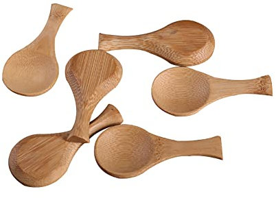 JIHUOO 10 Pcs Small Wooden Spoons Scoopers Mini Condiment Sugar Seasoning Spoons Wood Teaspoon Ice Cream Salt Spoon Scoop with Short Handle