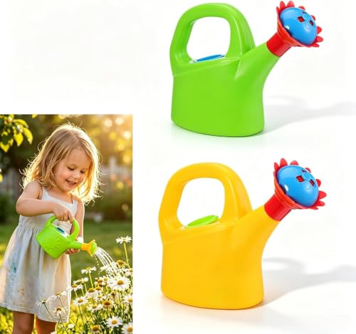 Toddmomy 2pcs Kids Watering can Toy - Plastic Watering Kettle for Bath, Beach, Garden Play, Random Color, Easy Grip Handle, 5.89x7.27x3.93inch (Random Color)
