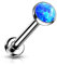 Paula & Fritz® Push-In Labret Piercing Kugel Opal 3-mm Blau Titan-IUM Grade 23 Piercing 1,2-mm Stab-Dicke 8-mm Lang Madonna Medusa Monroe Tragus Helix