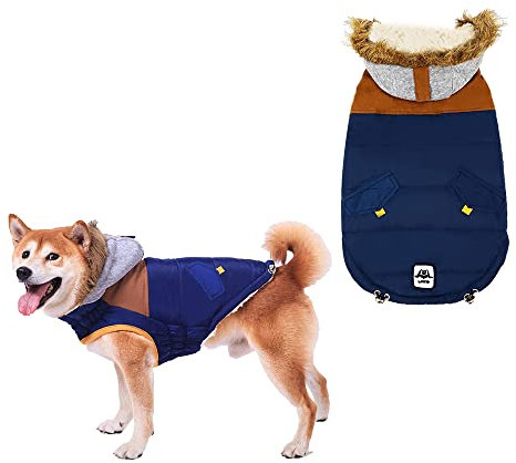 Hundemantel für Kleine Hunde, Wasserdichter Warmer Hund Wintermantel, Hundejacke, Hunderegenmantel Wasserdicht Grosse Hunde, Regenmantel Hund für Große Mittelgroße Kleine Hunde (Navy Blau, 3XL)