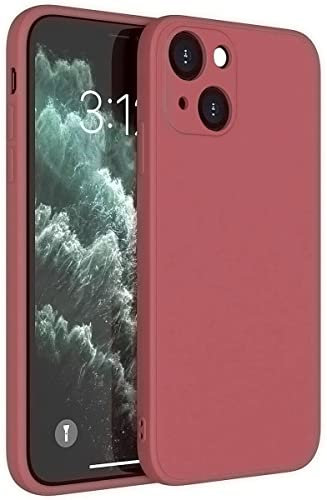 Mixroom - Cover Custodia Case per iPhone 14 Plus Protezione Copre Fotocamera in Silicone TPU Opaco con Bordi Piatti Colore Rosso