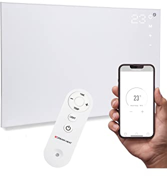 DREAM HEAT Infrarotheizung 960 Watt mit Fernbedienung, Energiesparend, WIFI, APP-Steuerung, TIMER Funktion, Elektroheizung, Heizstrahler, Thermostat, Elektrische Heizung, Heater, Infrarot (1200)