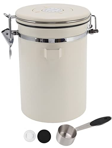 Boîte à Café,Boîte à Café Hermétique en acier Inoxydable 304,avec Cadran Dateur et Cuillère Doseuse pour Café en Grains Café Moulu Noix Sucre Céréales Cacao Les pâtes(Grand 1.8L)