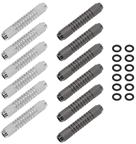 ECSiNG 12 Stück Dartfässer mit Dartgummi-O-Ringen Dart Barrel 14 Gramm Ersatz-Dartzubehör 2BA Innengewinde (6 Schwarz & 6 Silber)
