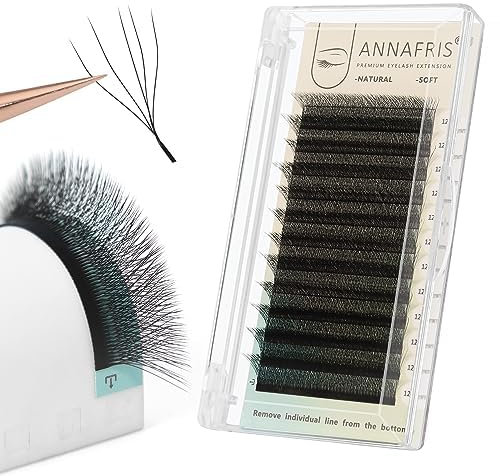 ANNAFRIS Premade Fan Lash Extension 5D W 0.07 C Curl 9-13mm Pre Made Russian Volume Eyelash Hand Woven Lash Soft Faux Mink False Lashes(5D,W,0.07,C Curl,9-13mm MIX)