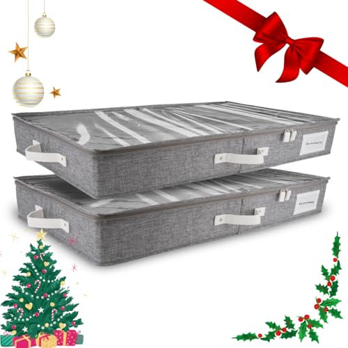 Homelux Theory Low Profile Underbed Storage Boxes, 2 Pack Under Bed Storage Organizer Slim Under Sofa Storage Box with Containers and Lids, Ideal Under Bed Storage Box