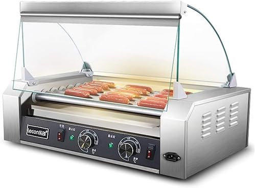 macchina per hot dog Griglia Elettrica Commerciale For Salsicce Hot Dog Grill Cooker 7 Rulli, Rullo Riscaldante In Acciaio Inossidabile Con Coperchio, For Snack Bar