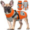Hjyokuso Wasserdichter Hundemantel, Hundejacke mit Geschirr, Hundejacken für kleine Mittel Große Hunde, Winddichte Haustierkleidung Outfit mit Reflektierender Streifen und Reißverschluss - Orange S