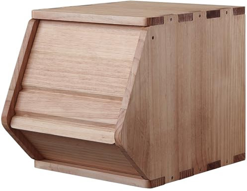 unununu Stapelbare Aufbewahrungskisten aus Massivholz, Behälter mit Deckel, modulare Mehrzweck-Box, Schrank-Organizer, Flur, Eingangsschrank, Schubladen, Kartoffeln, Zwiebeln, Brot, Klassifizieren