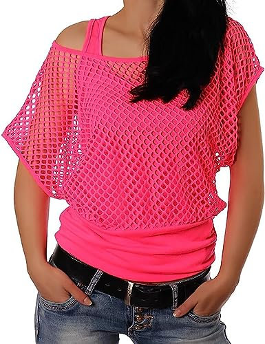 ELFIN T-Shirt en Maille pour Femme Tenue des années 80 pour Le Carnaval Fête à thème Haut en Maille Haut d'été