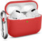 Ouwegaga Kompatibel mit AirPods Pro Hülle - Stoßfeste Silikon Case Schutzhülle [Front-LED Sichtbar] mit Karabiner Kompatibel mit Apple AirPods Pro 2019, Rot
