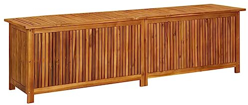 Hommdiy Akazienholz Massiv Gartenbox Auflagenbox Kissenbox Aufbewahrungsbox Gartentruhe Kissentruhe Gartenmöbel Truhe Box Kiste 200 x 50 x 58 cm