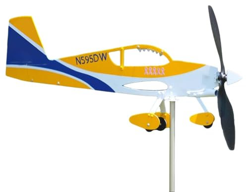 Molino de viento de metal, veleta de avión, molinillo de viento de estaca de metal, molinillo de viento de avión, decoración de hilandero de aviación, adorno de escultura cinética