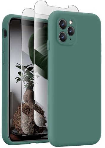 XXDD Designed for iPhone 11 Pro Case,[Camera Protection] Silicone Upgraded Shockproof Protective Phone Case with [2X Screen Protectors],Soft Anti-Scratch Microfiber Lining,5.8 inch,Midnight Green