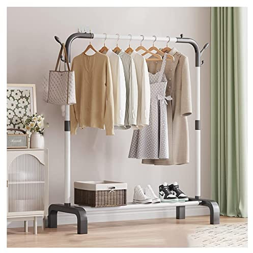 WOWCSXWC Exquisite Clothes Rail Rack Clothes Rack Metal Clothing Rack with Bottom Shelf Coat Rack Top Rod Organizer Shirt Towel Rack and Lower Storage Shelf for Boxes Shoes Boots/White/110cm