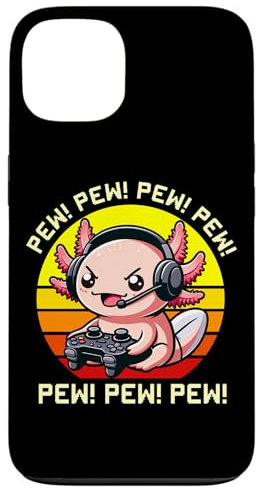 Retro Sunset Axolotl Gamer Pew Video Games Boys Girls Kids Case for iPhone 13