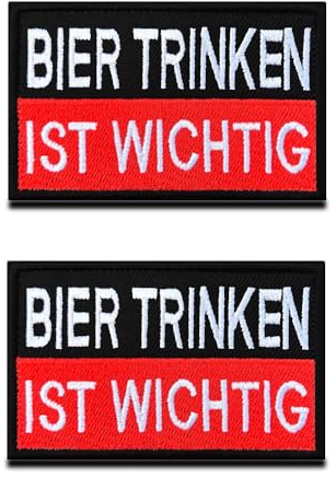 2 Stück Bier Trinken ist Wichtig  Bestickte Applikation Lustiges Biker Fun Moral Patches für Taktische Airsoft Cosplay Paintball Kleidung Rucksack Uniform Hunde Weste