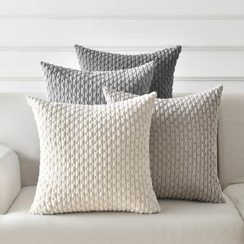 ANBURG Funda Cojin 40x40 Cojines Gris para Sofa Juego de 4 Cojines Salon para Decoracion Hogar Funda de Almohada Colores Gradientes Moderna Serie Colores Gris 40x40cm