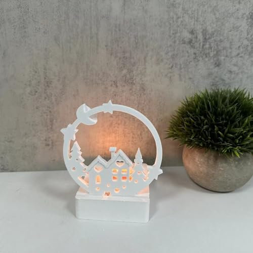 Silikonformen Gießformen Kerzenhalter, DIY Kombination Haus, Silikonform Häuser, Kerzenständer Haus Deko Giessform Silikon,Gießform Häuser Kerzenhalter Wohnzimmer Deko (Weihnachten Schneehaus)
