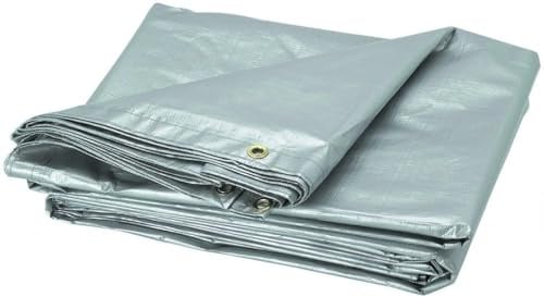 BK SHOP Abdeckplane Wasserdicht - 4 x 5 m 120 g/m2 | Gewebeplane 4 x 5 m, Silber Wasserdichte Plane, Schutzplane 120 g/m2, Abdeckplanen in den Garten