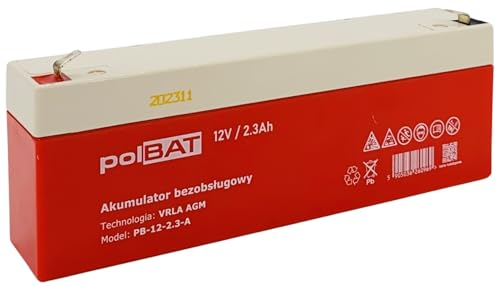 Batterie AGM 12V 2.3Ah Akku polBAT Vlies Batterie VRLA Blei Batterie Bleiakku Ersatzakku Akkubatterie Versorgungsbatterie Zyklenfest Wartungsfrei für Elektro Spielzeug Alarm Kinderquad USV UPS