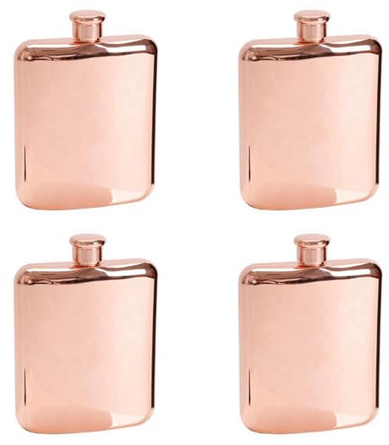 Tixqeaif Lot de 4 flasques en acier inoxydable doré rose de 150 ml pour alcool, bouteille d'alcool, whisky, cadeaux de toilettage avec entonnoir