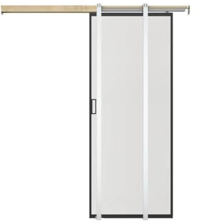 Vente-unique - Puerta corredera con sistema empotrable H205 x L63 cm Aluminio y Vidrio templado esmerilado - LINCI II