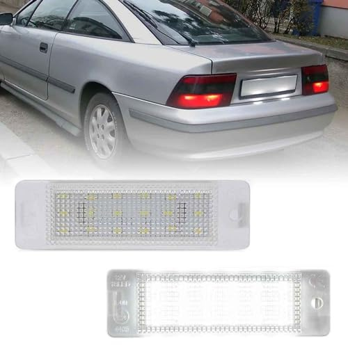 BHZNGD 2x Kennzeichenbeleuchtung, kompatibel mit Opel Astra F 1992-1998, Calibra 1989-1997, fehlerfrei, 6000 K, weiß, hintere Tag-Lampe, Standlicht, OEM-Nr.: 1224102, 90241129