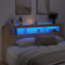 Capwee Tête de Lit 220 Avec Rangement et LED - Pour Adulte, Bois-Chêne Sonoma, 220 x 103.5 cm