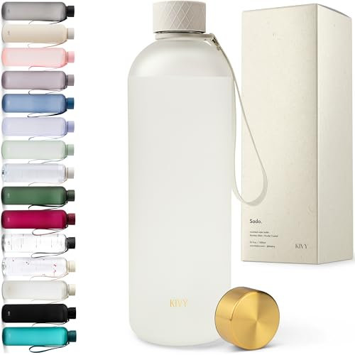 KIVY Trinkflasche 1,5 Liter- Kohlensäure geeignet & Auslaufsicher - Für Sport, Schule & Büro - Sport Trinkflasche Gym - Wasserflasche 1,5 Liter Sprudel geeignet - Spülmaschinenfest