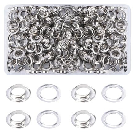HO2NLE 500 Set 8mm Silber Metallösen Ösen Set Werkzeug Kit Ösen für Planen Metall Ösen Scheiben für Leder Handwerk Stoff Silbernes Luftauge