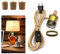 Adaptateurs pour Lampes Bouteille,Douille Ampoule E27 en Laiton avec 2.4 m Câble en Ficelle et Interrupteur, kit lampe de bouteille, Douilles de lampe en Céramique E26, 3 Types de Liège