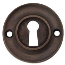 Infinity Decor Solid Brass Slimline Standard Door Lock Keyhole Cover Plate Escutcheon 42mm in Matt Antique Finish – Ideal for Front Exterior Doors