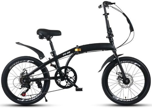 QXIWAOE Faltrad 20 Zoll 7-Gang-Klapprad aus Kohlenstoffstahl für Studenten, ultraleichtes, tragbares Mini-Fahrrad mit kleinen Rädern