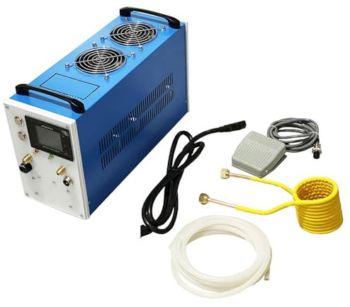 Horno de fusión Calentador de inducción ZVS de 2800W, horno de fundición for metales de alta frecuencia, equipo de enfriamiento de Metal, máquina de calentamiento por inducción Control de temperatura