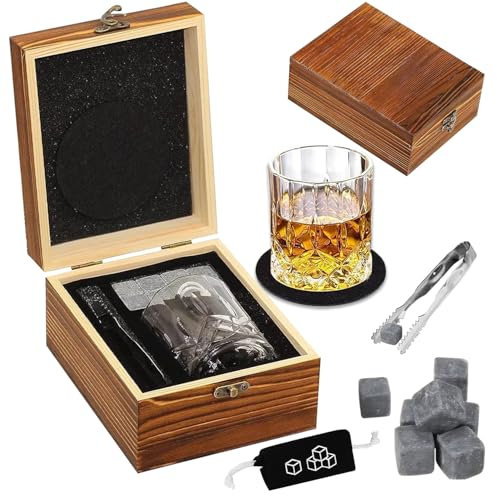 Cnwinu Whiskey Glass,Whiskey Stones and Glass,Coaster,Tweezer.Whisky Glass Set,Whisky Gift Set,Whiskey Tumblers,Men Gifts,Xmas Gifts, Personalised Gifts For Men,Dad Birthday Gifts (Single Cup)
