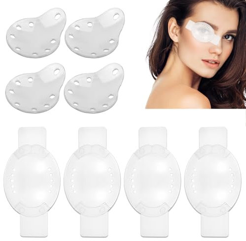 8 Stück Transparent Medizinisch Augenklappen Kunststoff Bequeme Augenmaske,Atmungsaktiv Augenklappe,Einstellbar,Geeignet für Die Postoperative Augenpflege,Geeignet für Kinder und Erwachsene