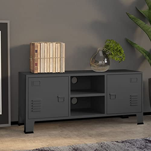 LLEZKBR Furniture Select Meuble TV industriel en métal Anthracite 105 x 35 x 42 cm