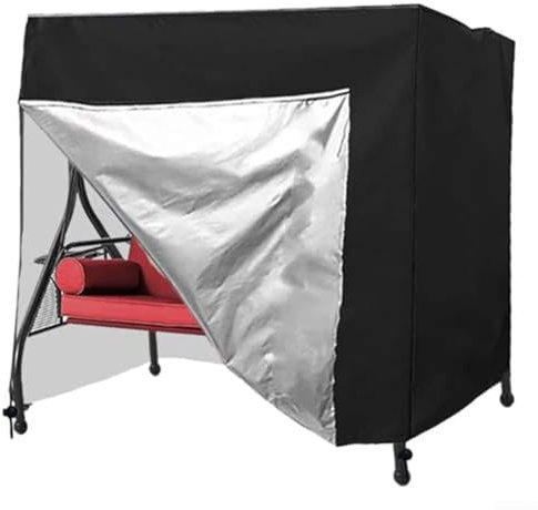 Garden Swing Chair Cover With ZipWaterproof Oxford Fabric Outdoor Swing Chair Cover To Protect From Rain, Dust And Sunlight (220x125x170 Cm) - Black(220 * 125 * 170 cm)