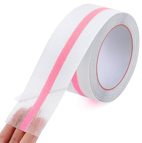 OQingluan Antirutsch Klebeband Leuchtet im Dunkeln 5cm*10m, Antirutsch Treppenstufen Transparent, Rutschfestes Klebeband, für Drinnen & draußen, Wasserdicht, Rosa