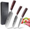3-tlg Küchenmesser Set, Messerset aus Hochwertigem Edelstahl, Premium Küchenmesserset Ergonomischem Holzgriff, Scharfe Messer Set und Profi Kochmesser, Allzweckmesser, Küchenmesser-Geschenkbox-Set