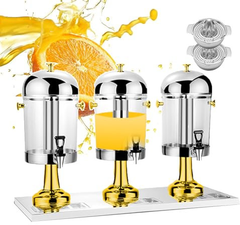 CWCQGH Dispensador de Bebidas Comercial con Grifo | Enfriadores y Fuentes de Agua | Máquina de Bebidas frías de Acero Inoxidable para cafeterías, bufés, Bares, restaurantes, CAF,Gold