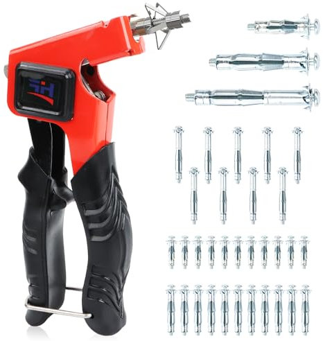 Set di tasselli per il montaggio, set di tasselli per cavità, con 34 tasselli in metallo, viti in 3 misure, set di pinze per cavità, funziona con viti M3/M4/M5/M6/M8